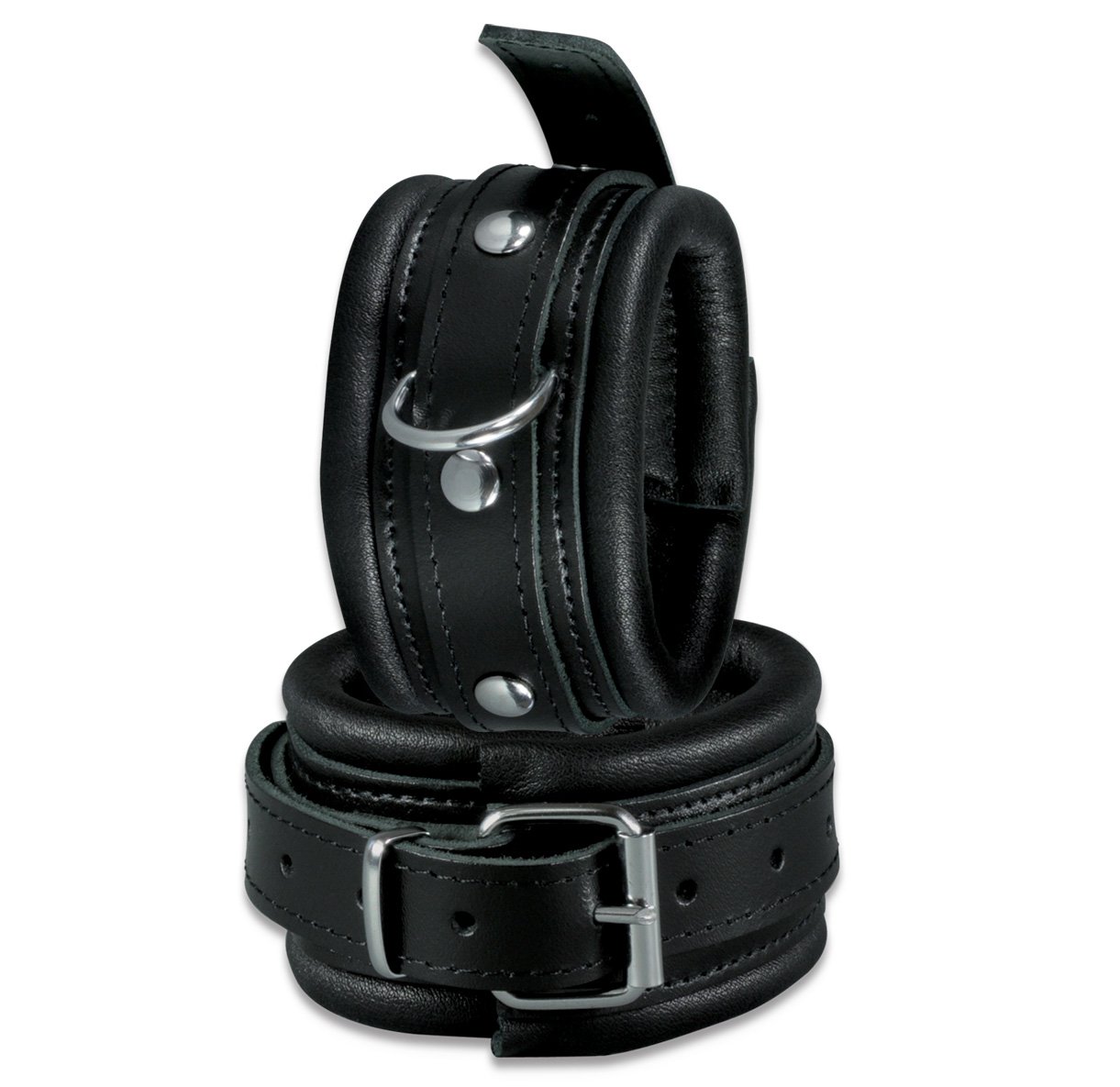 Top Qualität BDSM Bondage Set, Leder, Fesselset gepolstert, schwarz