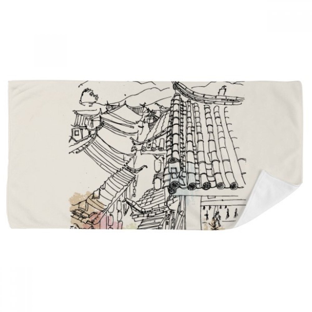 Serviette de bain doux gant de toilette 35x70cm multicolore motif maison chanta Lijiang