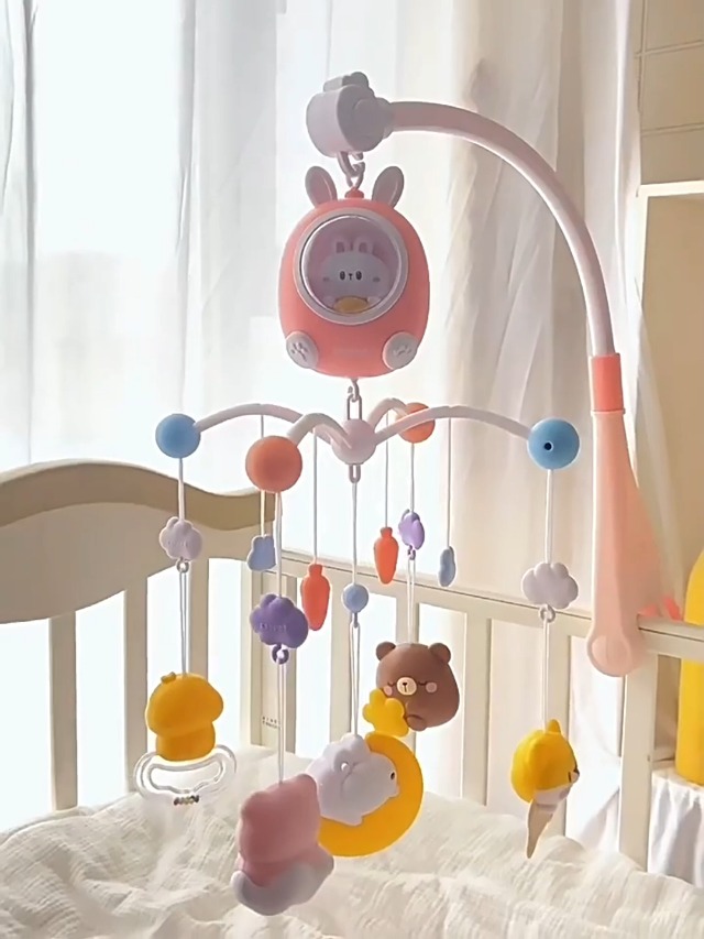 Amazon | ベッドメリー ベビーベッド用おもちゃ 0-1歳 360回転 音楽