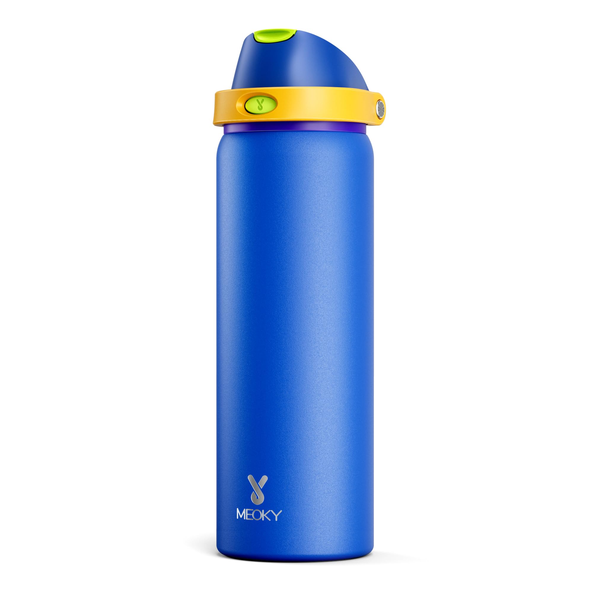 946ml Metal Water Bottle for Sports: Meoky Stainless Steel Water Bottle with 2-in-1 Straw and Spout Lid - Leak Proof, Cold for 24 Hours, Protective Silicone Base, BPA-Free for Gym, Sapphire