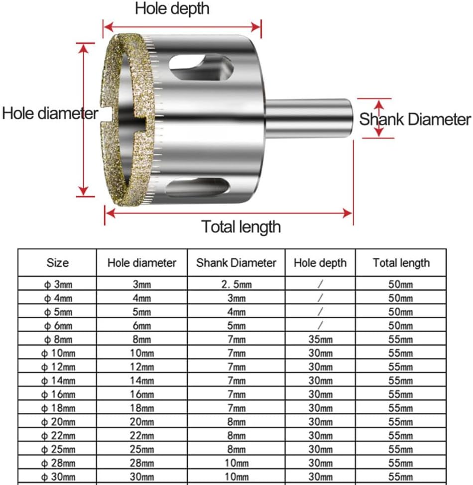 3-200mm Set Tile Drill bit Set Diamond Coated Tile Marble Glass Ceramic Hole Saw Drilling Bits Power Tools Accessories,28mm(22mm) CQMLWSDNW