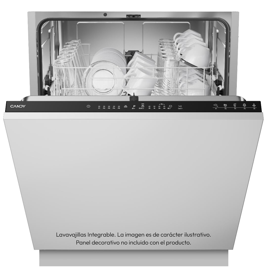 Candy Rapidò CIP 3D9E0B Lavavajillas Integrable 60CM, 13 Servicios, 5 Programas, Inicio Diferido, Indicador Sal y Abrillantador, 49DB, Panel de Integración No Incluido