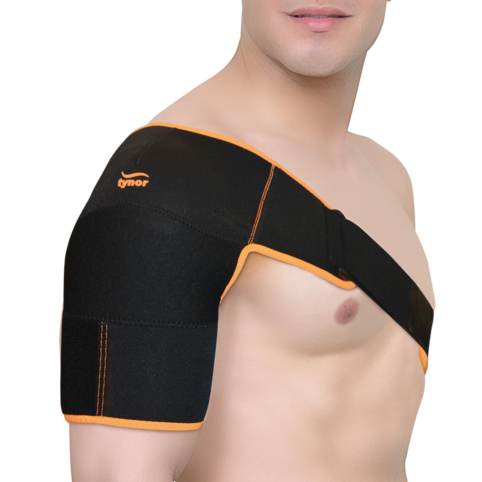 TYNOR Shoulder Brace for Torn Rotator Cuff Shoulder Compression Sleeve Immobilizer Wrap for AC Joint Pain, Dislocation, Stability, Adjustable Shoulder Support Arm Sling Fits Men Women- One Size, Black