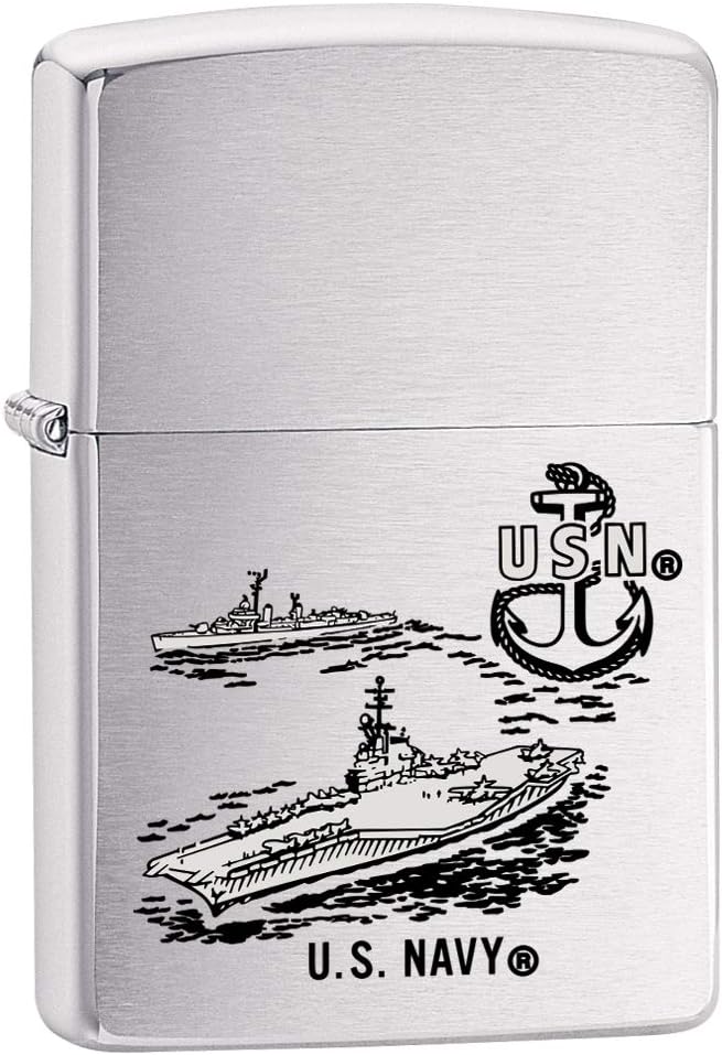 Zippo Lighter: U.S. Navy Aircraft Carrier - Brushed Chrome 80148