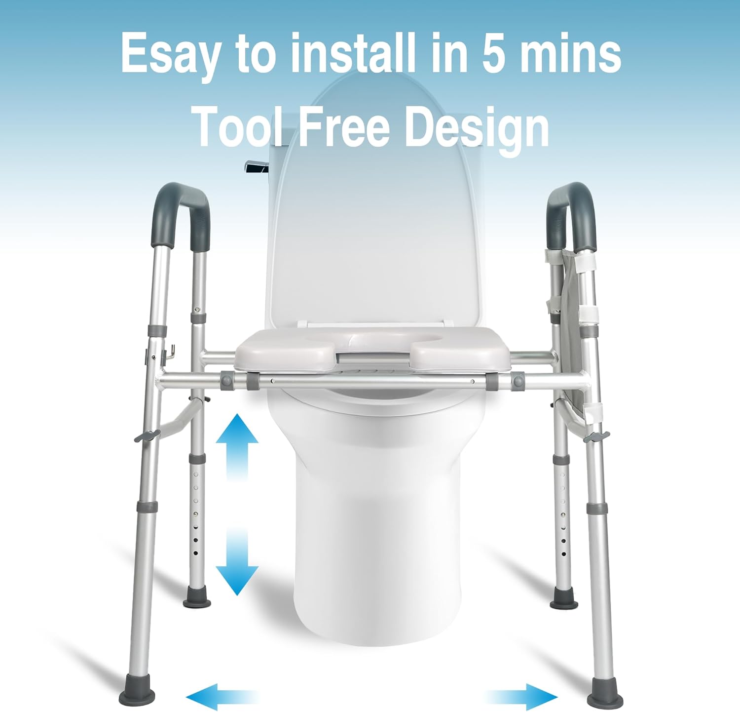 Raised Toilet Seat For Seniors 400Lbs, Adjustable Toilet Riser With Handles, Elevated Toilet Seat For Elderly, Pregnant, Handicap, Fit Any Toilet
