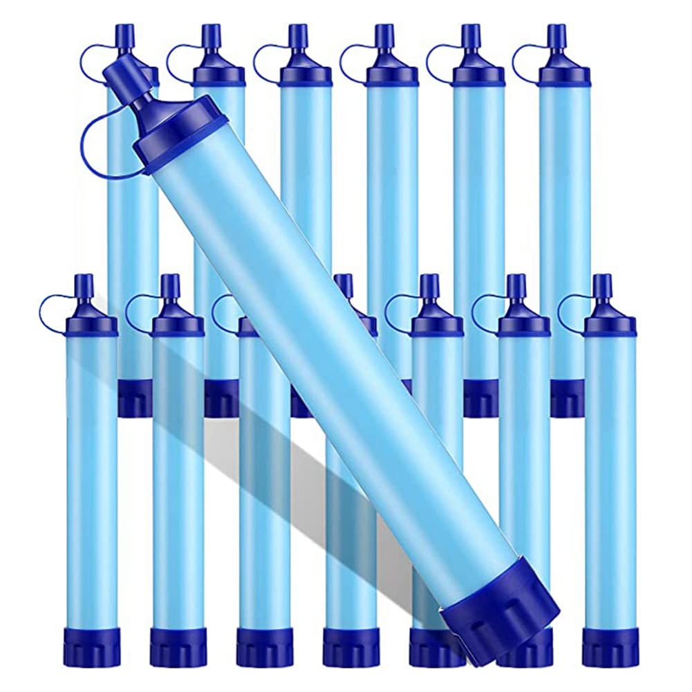 14 Piezas Filtro de Agua Personal Dispositivo de PurificacióN de Agua de Paja FiltracióN de Agua PortáTil Al Aire Libre Supervivencia Equipo de Emergencia