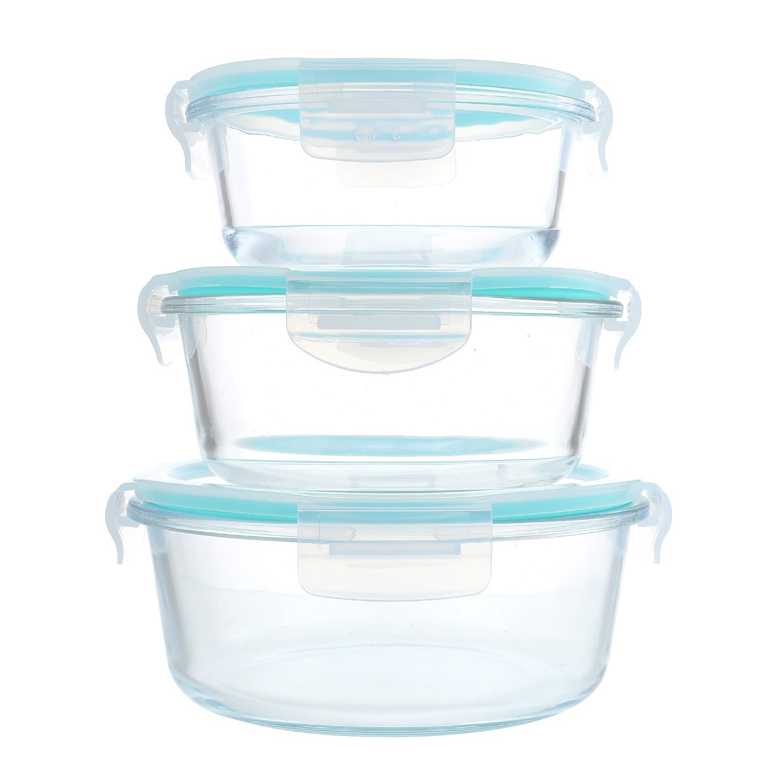 TOYANDONA 3 Stück Glas Frischhalteschale Lunchbox aus Borosilikatglas 400ml 650ml 1000ml Blau mit Pp Deckel Unterteilt Tragbar für Schule und Unterwegs