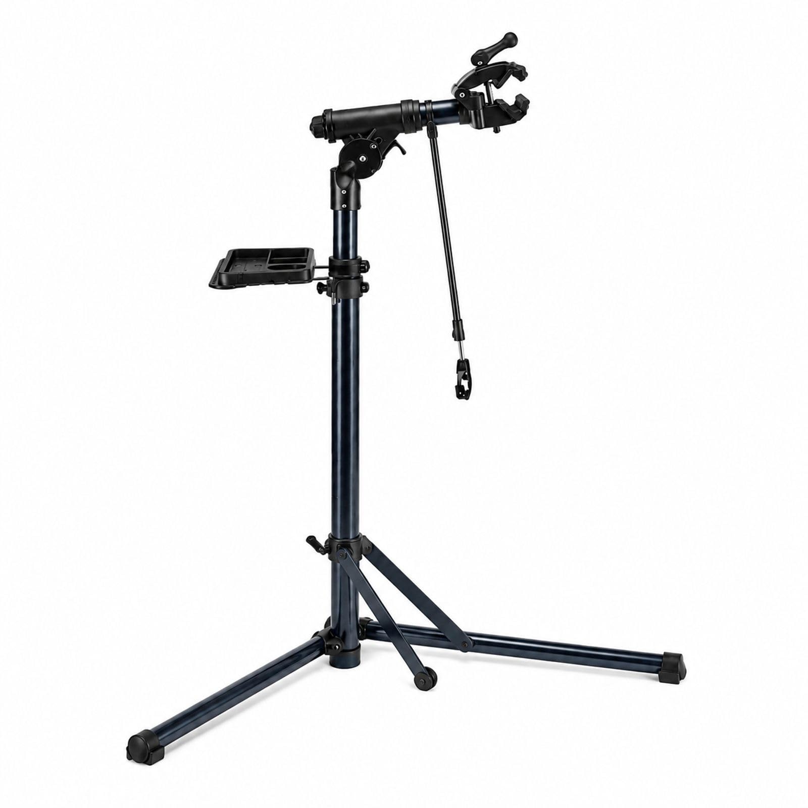 Pied d'atelier pour vélo avec plateau à outils et pince de maintien pour réparation à domicile ou atelier