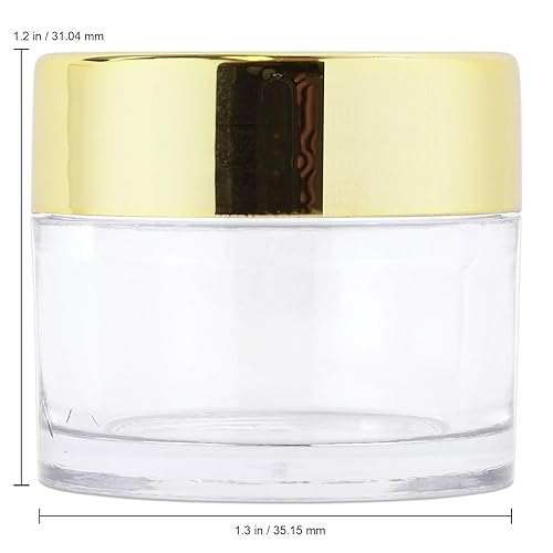 Miniatura 2 de Beauticom - Tarros redondos de acrílico transparente de pared gruesa a prueba de fugas con tapas doradas para belleza, crema, cosméticos, ungüentos,