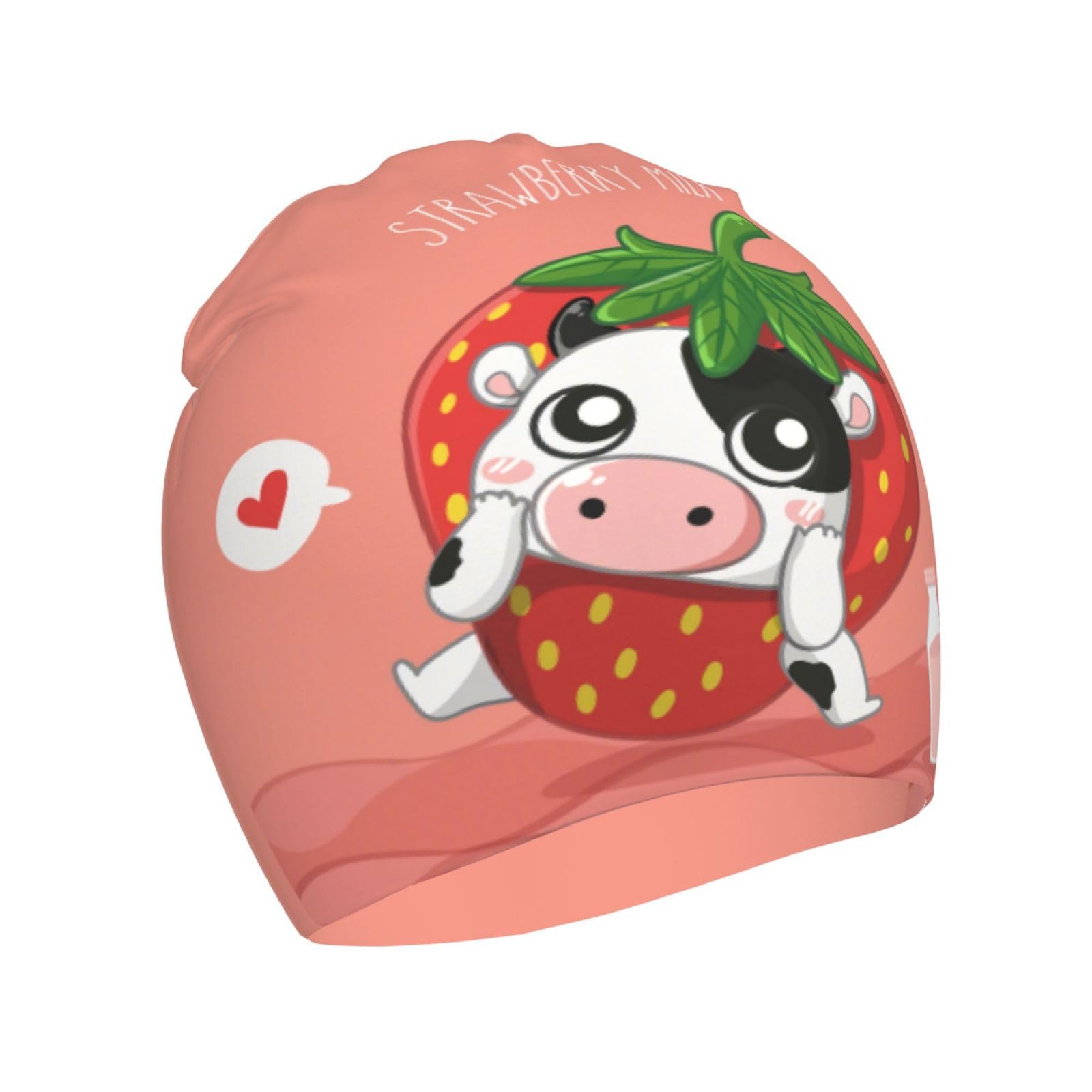 Rqzwdq Cute Pink Strawberry Cow Kids Beanie Hats Warm Knit Beanie Cap Skull Caps Gifts Decor for Boys Girls