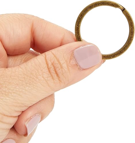 Miniatura 5 de Bright Creations Llavero de latón  100 unidades, 1.2 pulgadas de diámetro exterior, acabado de latón antiguo, anillos de llavero resistentes para