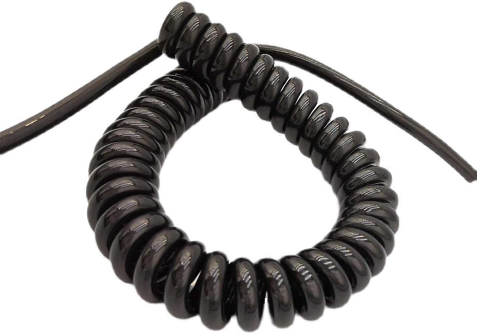 Spiral Power Cord, 2 Core Black Spring Telescopic CED Power Cord 24/20/17/14 AWG 2.5-7.5 Meters(2 core 20AWG,Line Length 5 Meter)