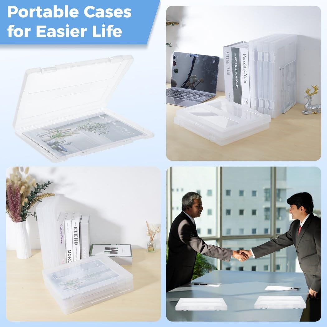 A4 & Letter Size File Organizer, 6-Pack Plastic Project Storage Cases for Office, Scrapbook, and Photo Files