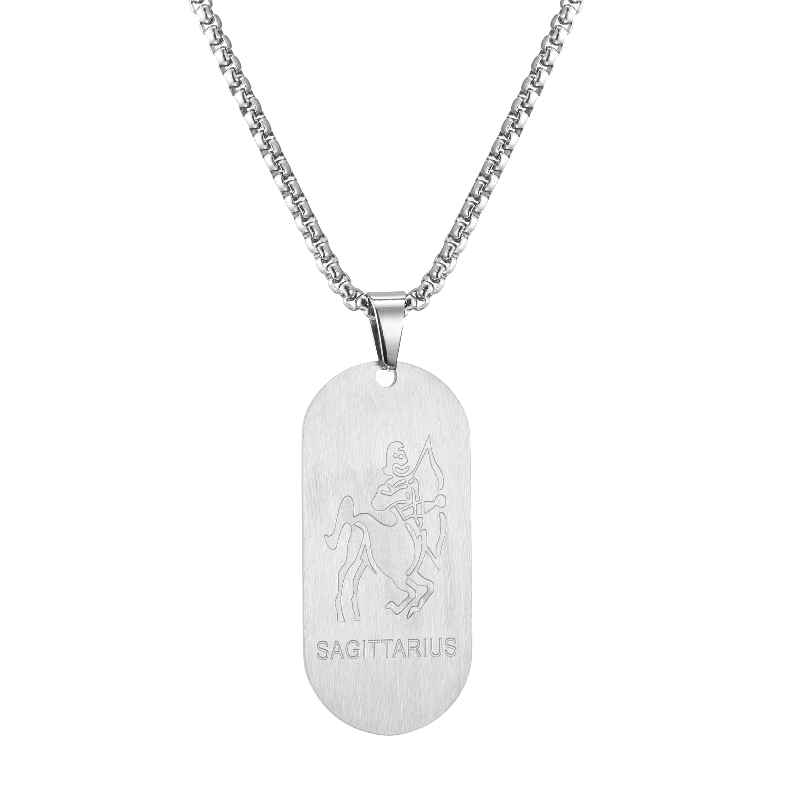 AFSTALR Gold/Silber/Schwarz Kette 12 Sternbilder Halskette Herren Tierkreis Kette Dog Tag Anhänger Konstellation Kette