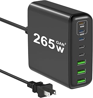 265W USB C Charger, 8-Port Desktop USB C Charging Station, 65W USB C Laptop Charger Compatible with MacBook Pro/Air,iPhone 14/13/Mini/Pro/13Pro Max/12 Samsung Galaxy Note