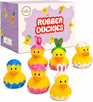 25-Pack Easter Rubber Duck Toy Bunny Rabbit Duckies for Kids Easter Eggs, Bath Birthday Gifts Baby Showers Summer Beach and Pool Activity, 2" 25-Pack