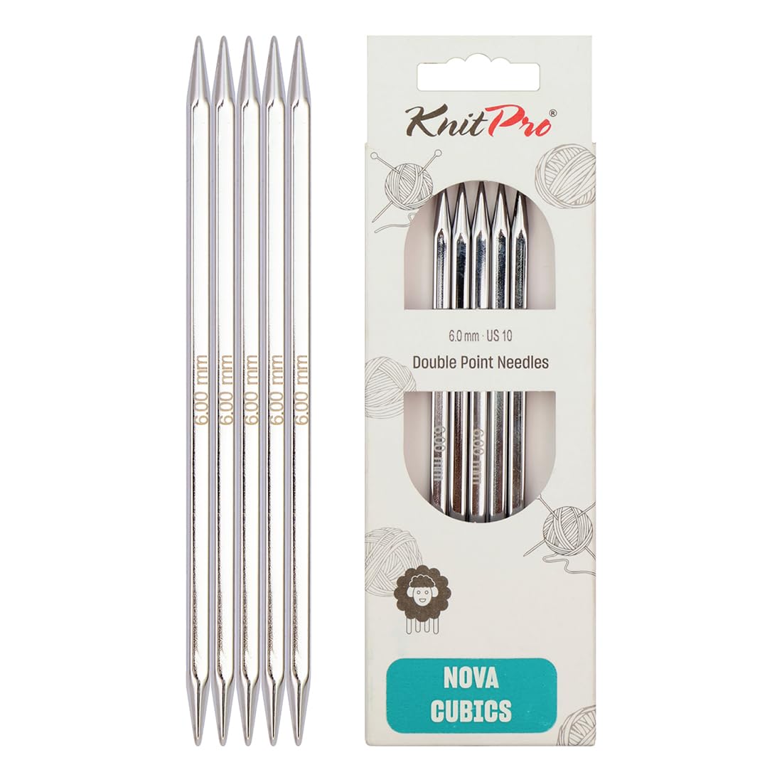 KnitPro Nova Cubics Double Pointed Needles 6" (15cm) | 6.00mm