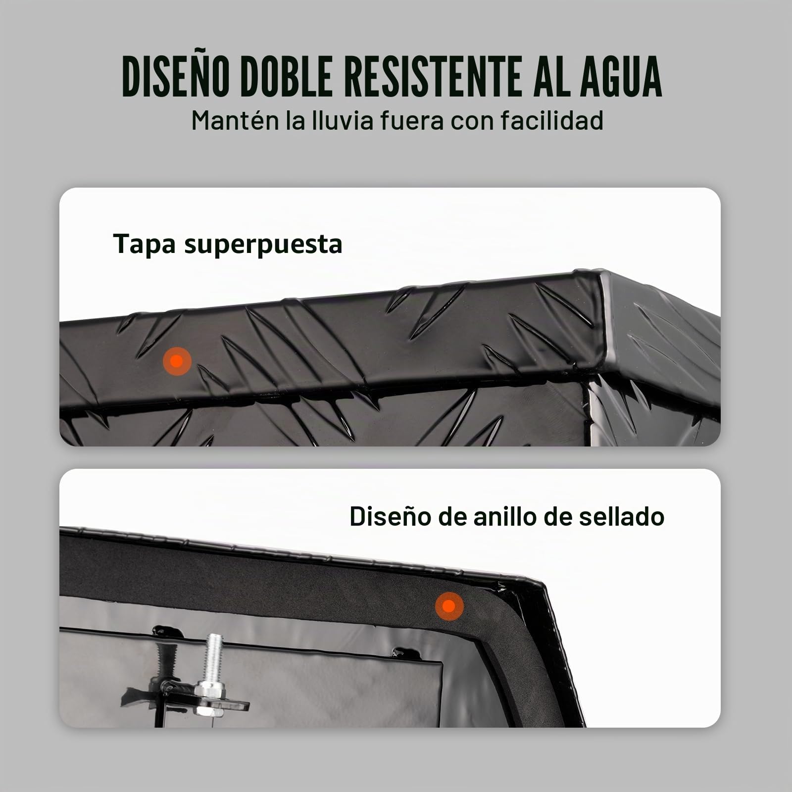 VEVOR Caja de Herramientas para Remolque Caja de Herramientas 990 x 305 x 419 mm para Remolque de Acero al Carbono Resistente con Cerradura y Llaves Resistente a la Intemperie para Mudanzas