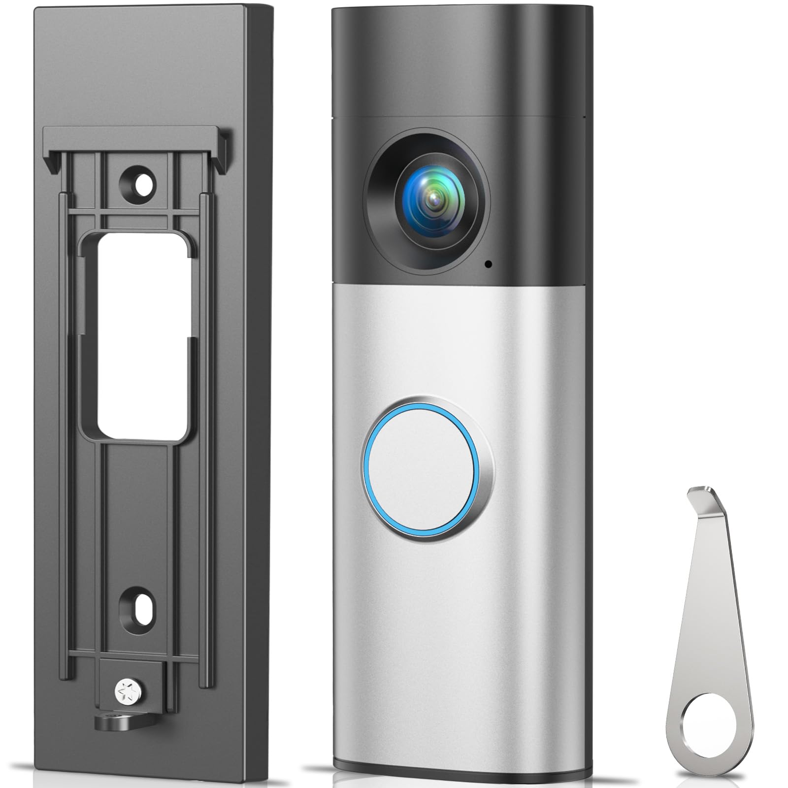 Adhesive Doorbell Camera Mount for 2026 Ring Battery Doorbell/Plus/Pro, 2026 Wired Doorbell Plus/Pro, No-Drill Mounting Bracket Holder Accessories with Adhesive Tapes & Doorbell Mount Backplate