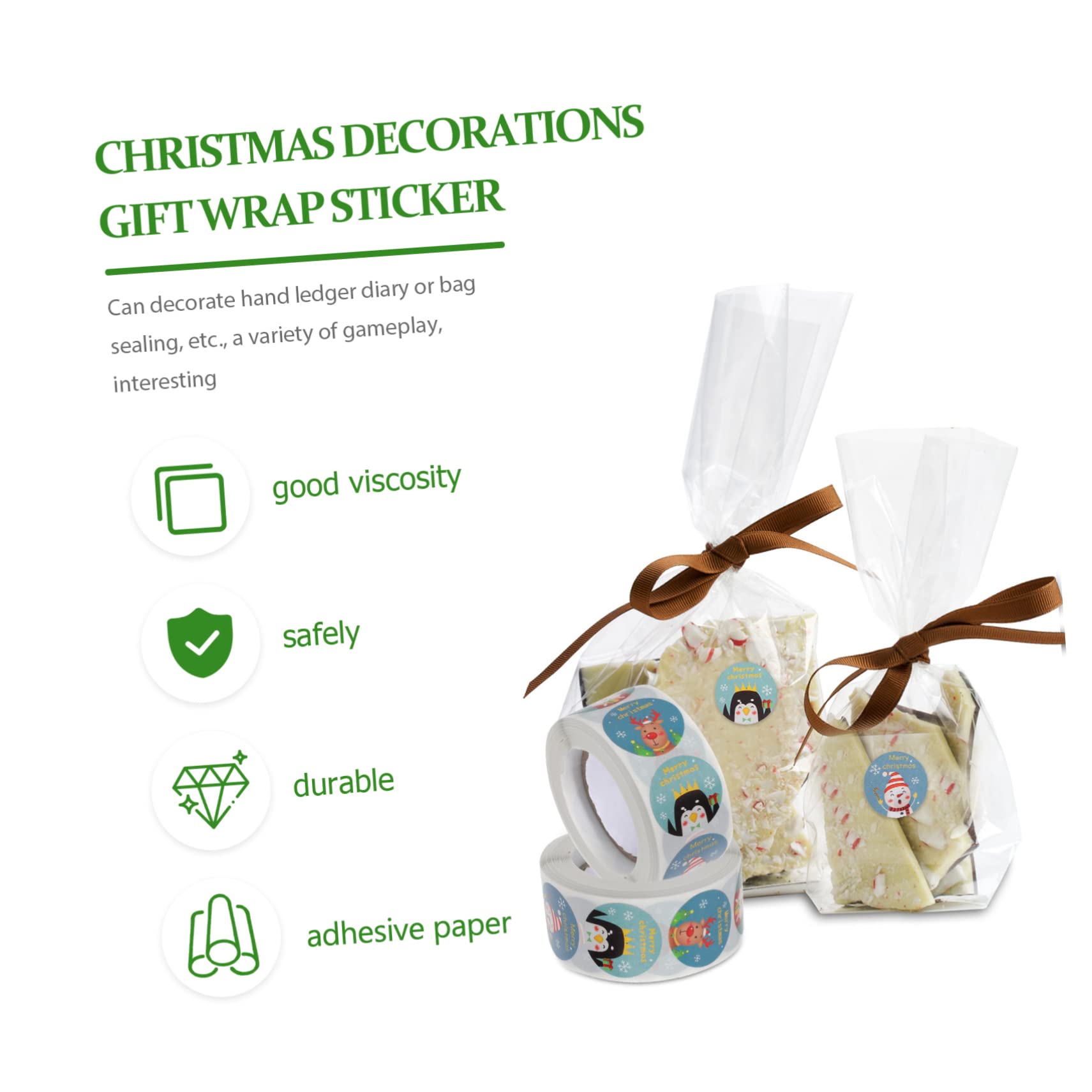 SHINEOFI 8rotoli Etichette Adesive Natalizie Stickers Per Decorazioni Adesivi Festivi Per Buste Renne e Facili Applicare
