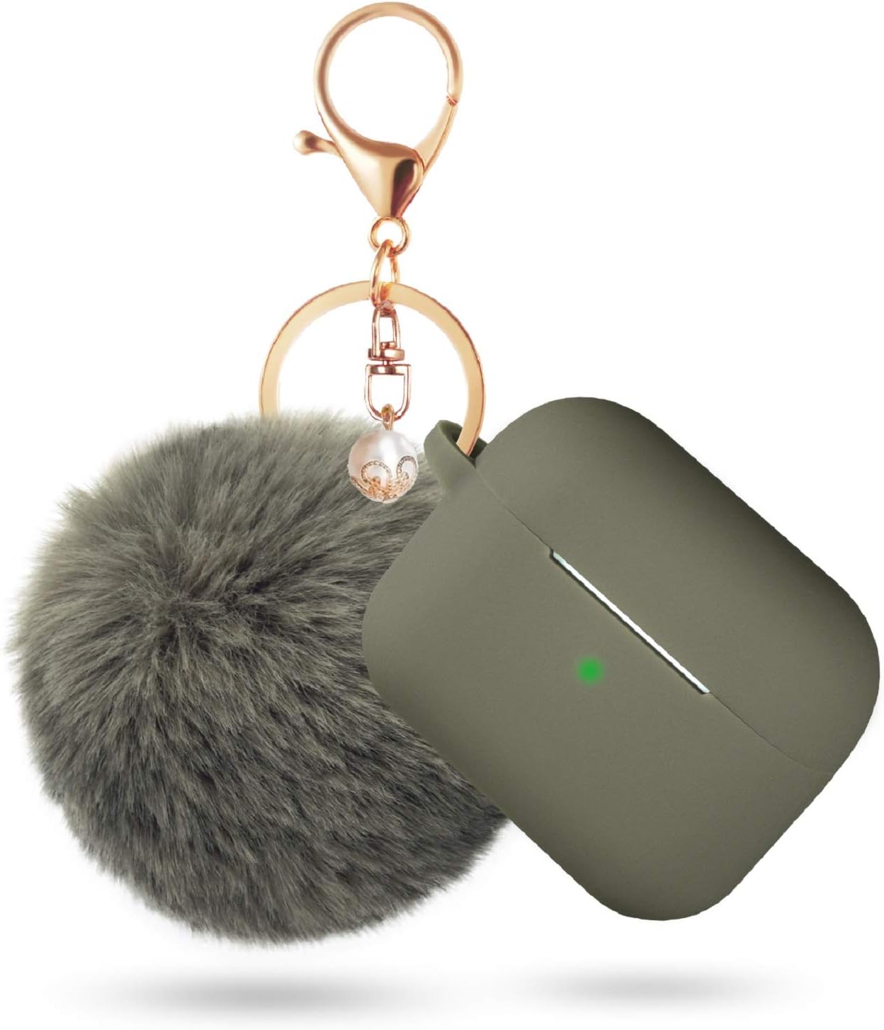 Case for Airpods Pro Case, BLUEWIND Airpod Pro Case Cover for Air pods Charging Case, Cute Silicone Protective Case for AirPods Compatible with Airpod 3 Accessories Keychain (Olive Green)