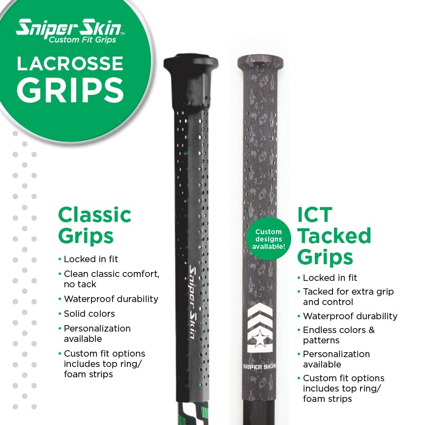 SNIPER SKIN ICT Lacrosse Grip - Waterproof Replacement Grip Wrap - Perfect Team Swag - Easy to Install, Strong Sports Grip - Pro Pink