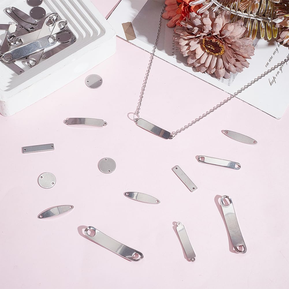 WEBEEDY 70 Pezzi 7 Stili In Acciaio Inox Vuoto Stampaggio Tag Link Con Due Fori Per Incisione, Connettori Gioielli Ciondoli Per Cani, Animali Domestici, Bracciali, Collane, Gioielli, Colore Acciaio - Foto 6