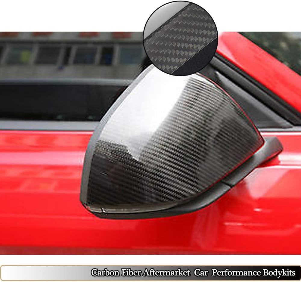 Carbon Fiber Mirror Cover fits for Ford Mustang GT Coupe Convertible 2015-2019 Add-on Side Rearview Mirror Caps Car Exterior Outside Shell Factory Outlet (W/Turn Signal Hole)