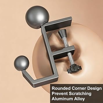 Headphone Stand - Aluminum Alloy Headphone Holder, Under Headset Stand for Desk Fit for PC Gaming Headset Hanger Hook Suitable for Office, Computer, Student Class Desk, Handmade Creator Table (Grey)