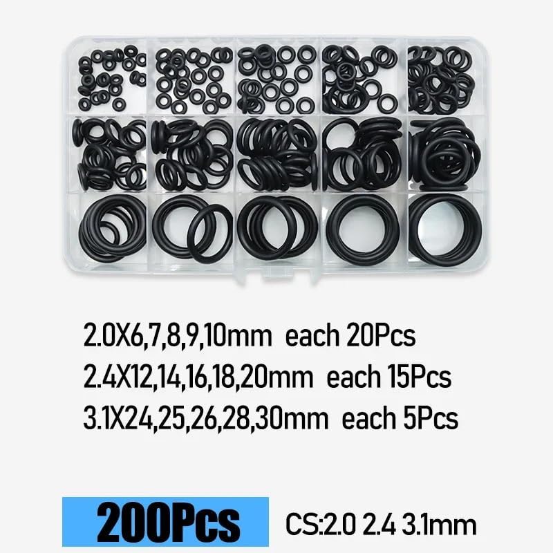 Sealing Washer O-Ring Auto Compressor Rubber Sealant Car Air Condition Accessorie Plumbing Gasket(NBR 200pcs)