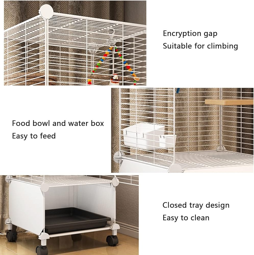 Jaula para pájaros con soporte rodante, jaula para loros con bandeja inferior y juguete para pájaros, fácil de limpiar, para periquitos, loros, tortolitos, palomas, cacatúas, guacamayos