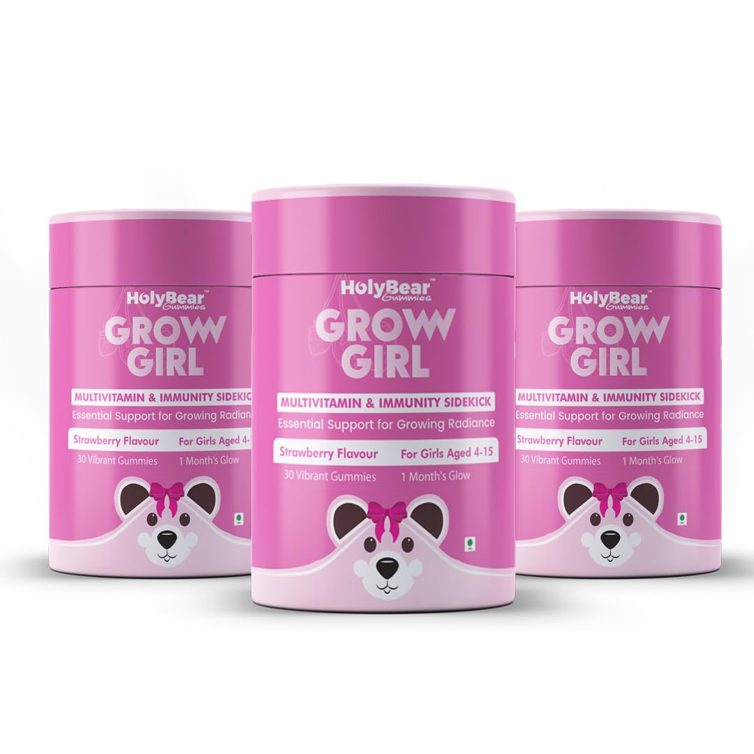 HolyBear GROWGIRL- Multivitamin & Immunity Gummies for Girls With Vitamins Zinc Folate Iodine I 4-15 Year Olds I Strawberry Flavour (Pack of 3, 90 Gummies (30X3)) (B0D2TQMVX6) Amazon Price History, Amazon Price Tracker