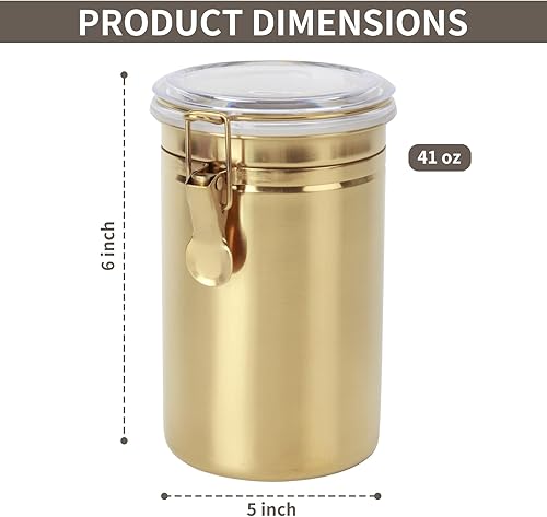 Miniatura 2 de blueden Recipiente de cocina hermético de acero inoxidable de 41 onzas, contenedor de almacenamiento de alimentos para granos de café, granos, té,