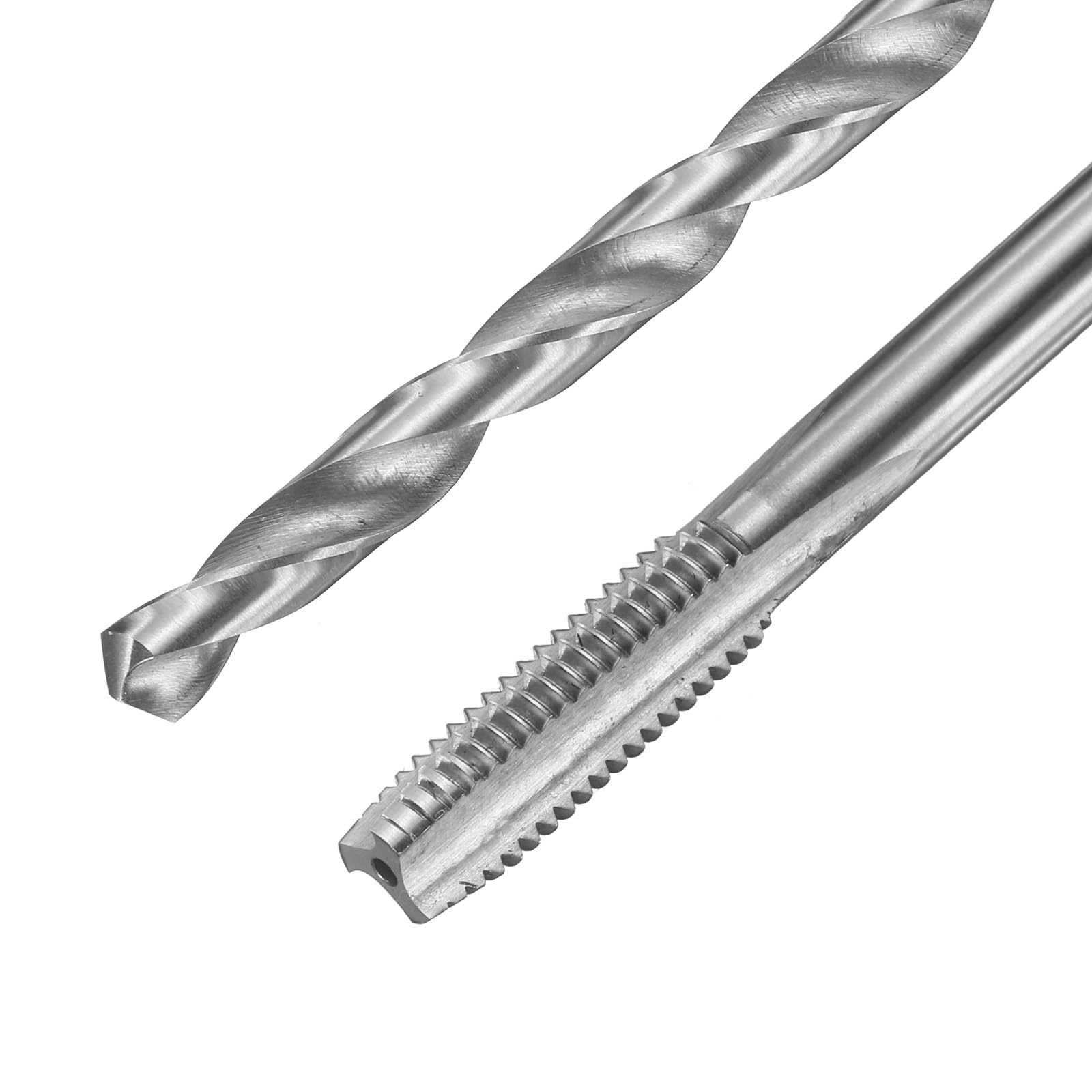Zestaw gwintowników i wierteł, 2 szt. gwintowników metrycznych M8 x 1,25 z prostym rowkiem, 150 mm, bardzo długie i 2 szt. wierteł krętych 8 mm, 165 mm, bardzo długie, narzędzie do gwintowania HSS-