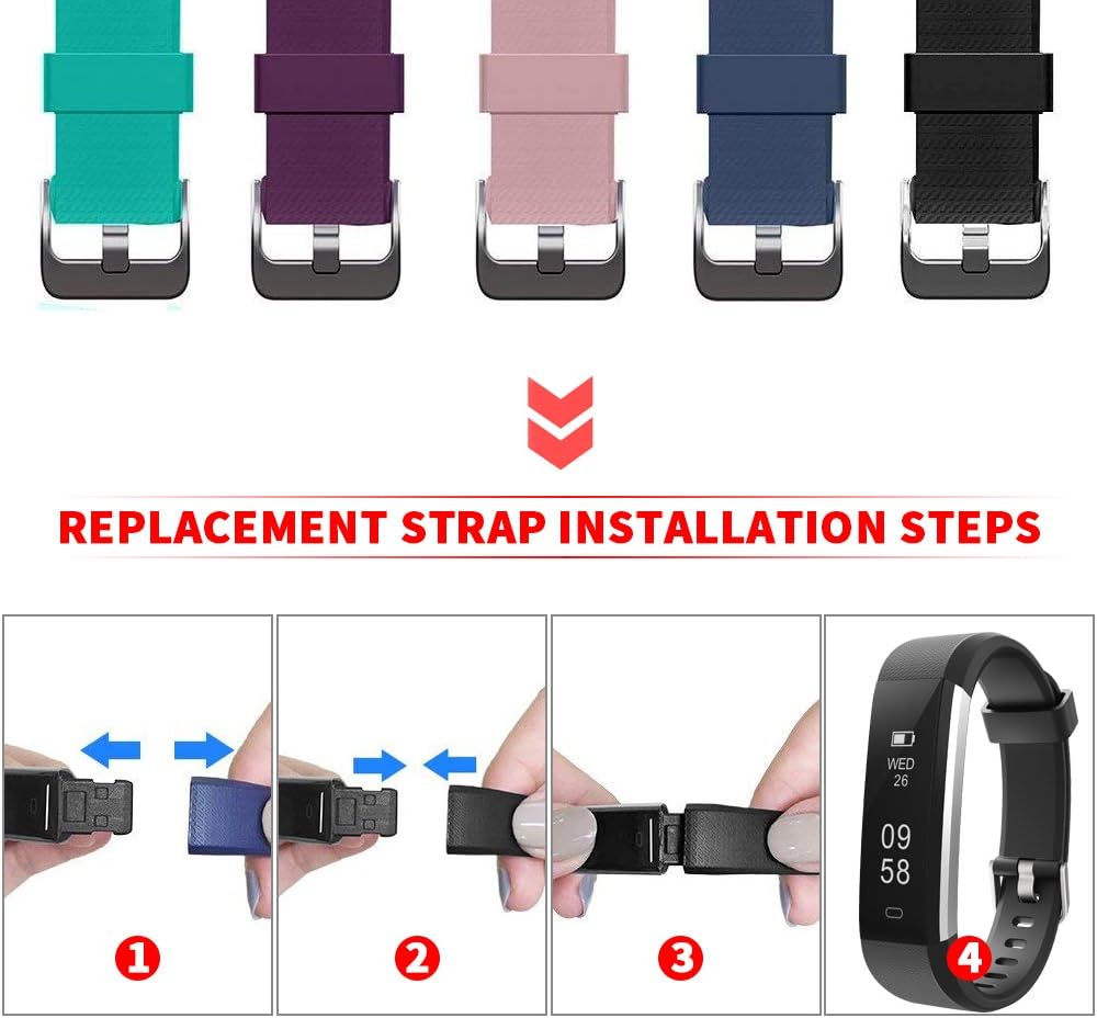 Replacement Band for ID115U, 2 Pack REDGO ID115 U and ID115U HR Replaceable Strap Length Adjustable for Smart Bracelet Fitness Tracker, Black Blue