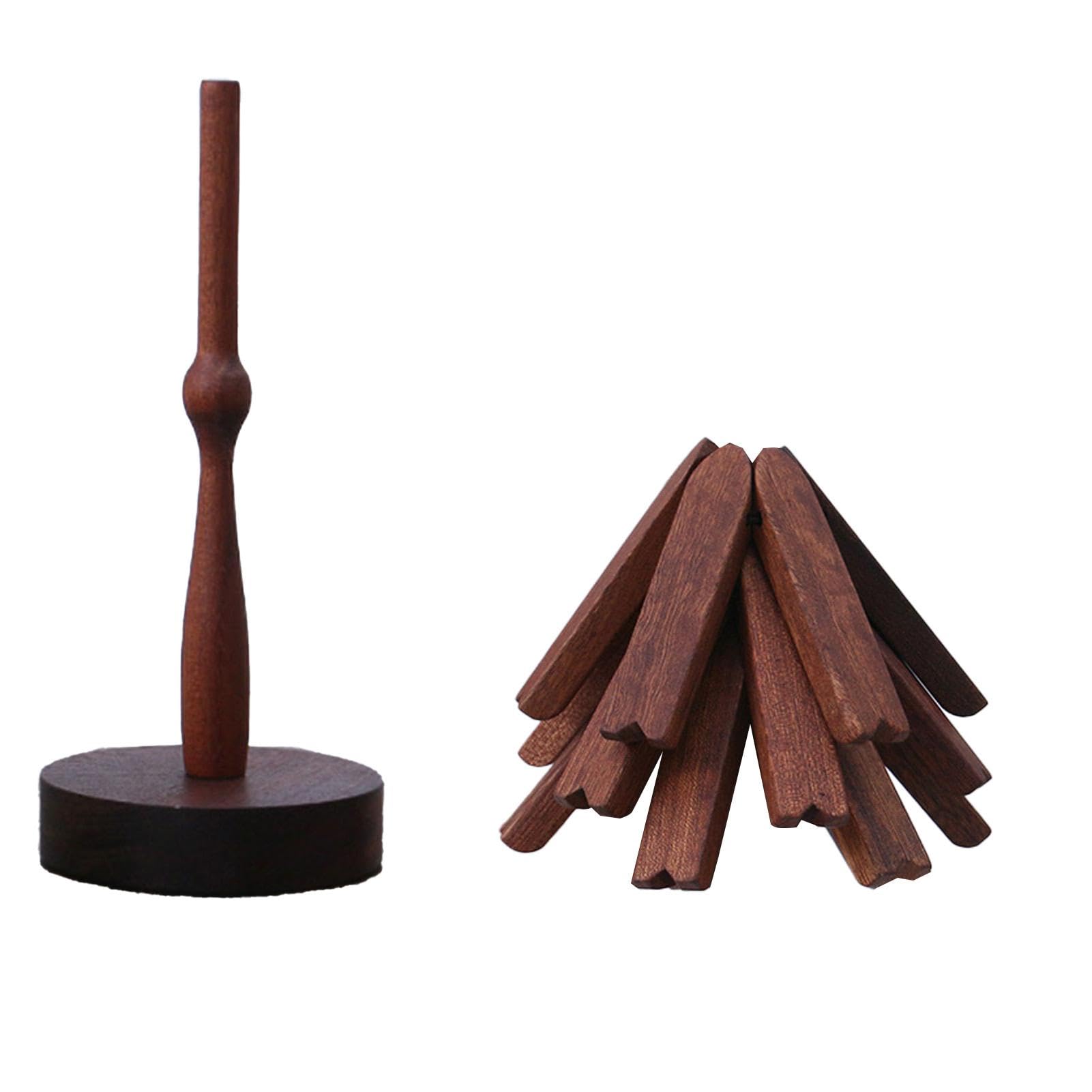 Dessous de plat en bois pour plats chauds, dessous de plat pliable en bois | d'arbre pour poêles chaudes en bois avec d'arbre – Tapis chaud multifonction, dessous de verre en bois résistant à la