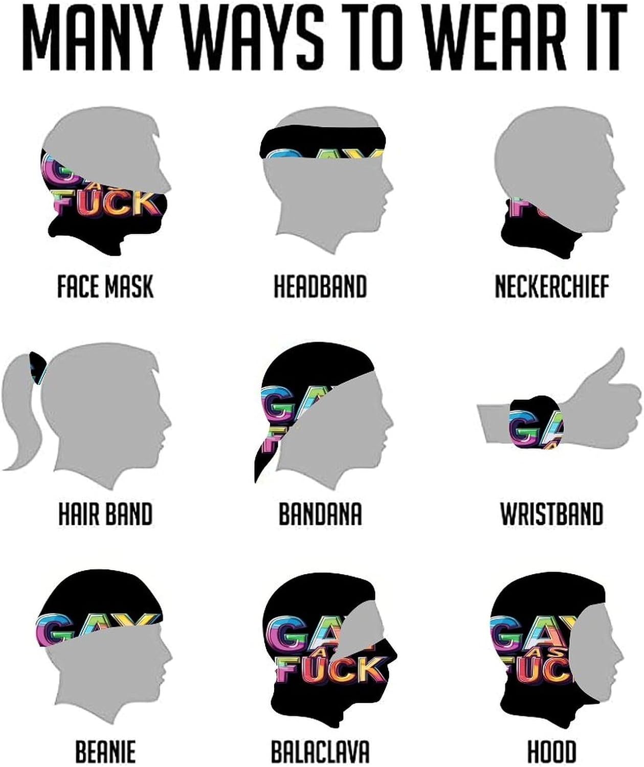 Gay As Fuck LGBT Face Cover Neck Gaiters for Men Women Sun Protection Mask Scarf Hiking Bandana