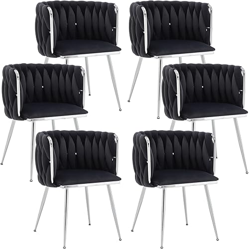 Miniatura 9 de Juego de 4 Sillas de Comedor de Terciopelo Systemkenji, Sillas Tapizadas para Comedor con Patas de Metal, Sillas de Comedor Modernas 4, Sillas