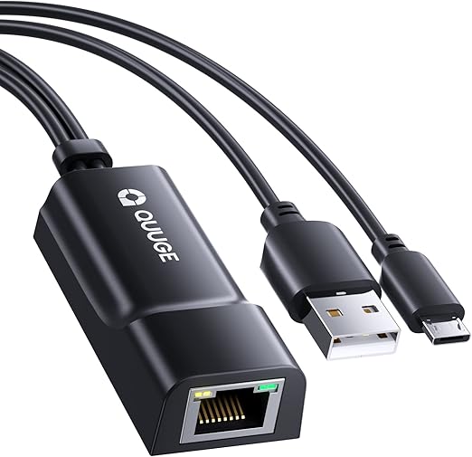 Amazon.co.jp QUUGE 有線LANアダプタ Fire TV Stick用 マイクロUSB LAN変換アダプター テレビ用