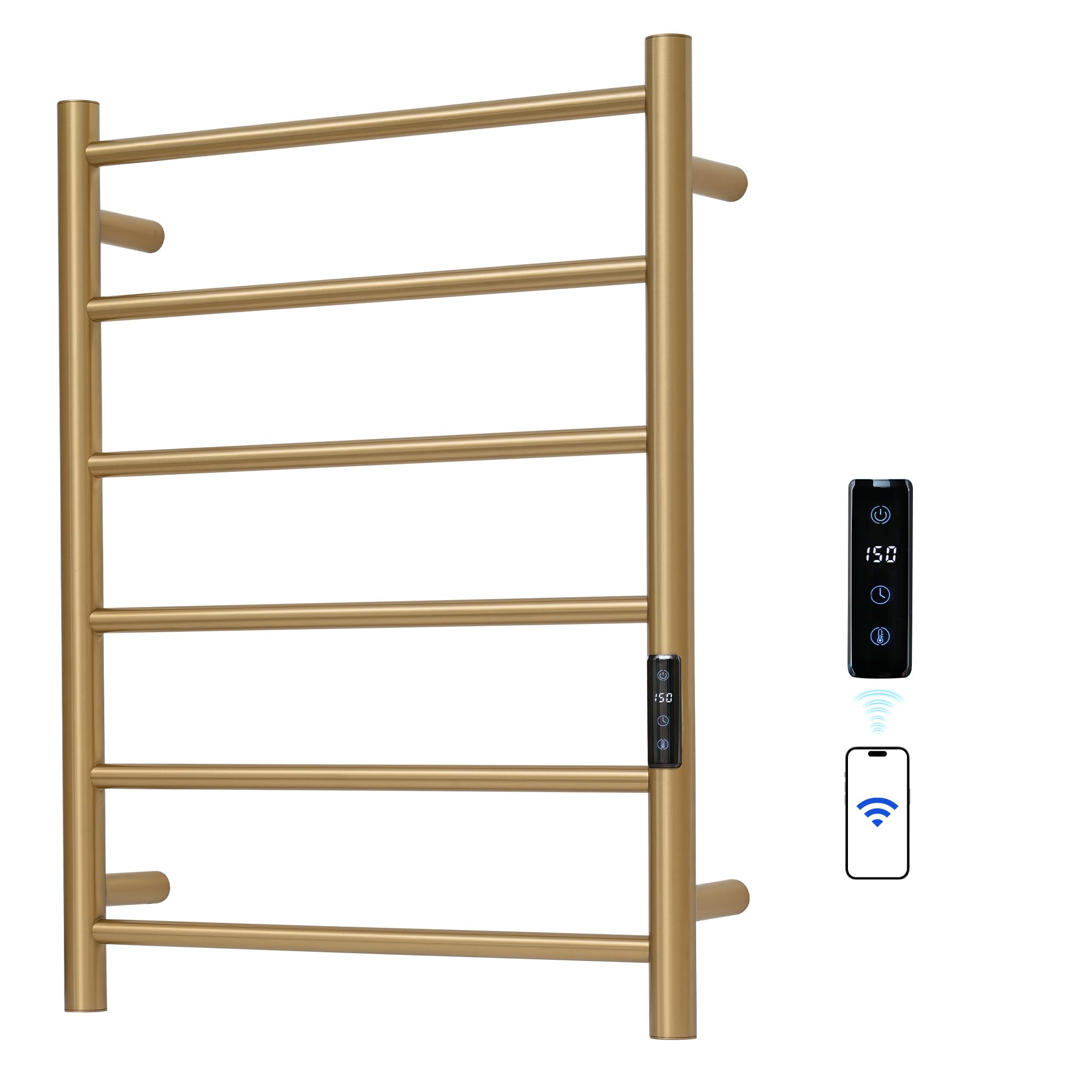 Tuya - Scaldasalviette Elettrico con Controllo vocale per Alexa e Google Home, Montaggio a Parete, 67 x 52 x 10,9 cm, in Acciaio Inox