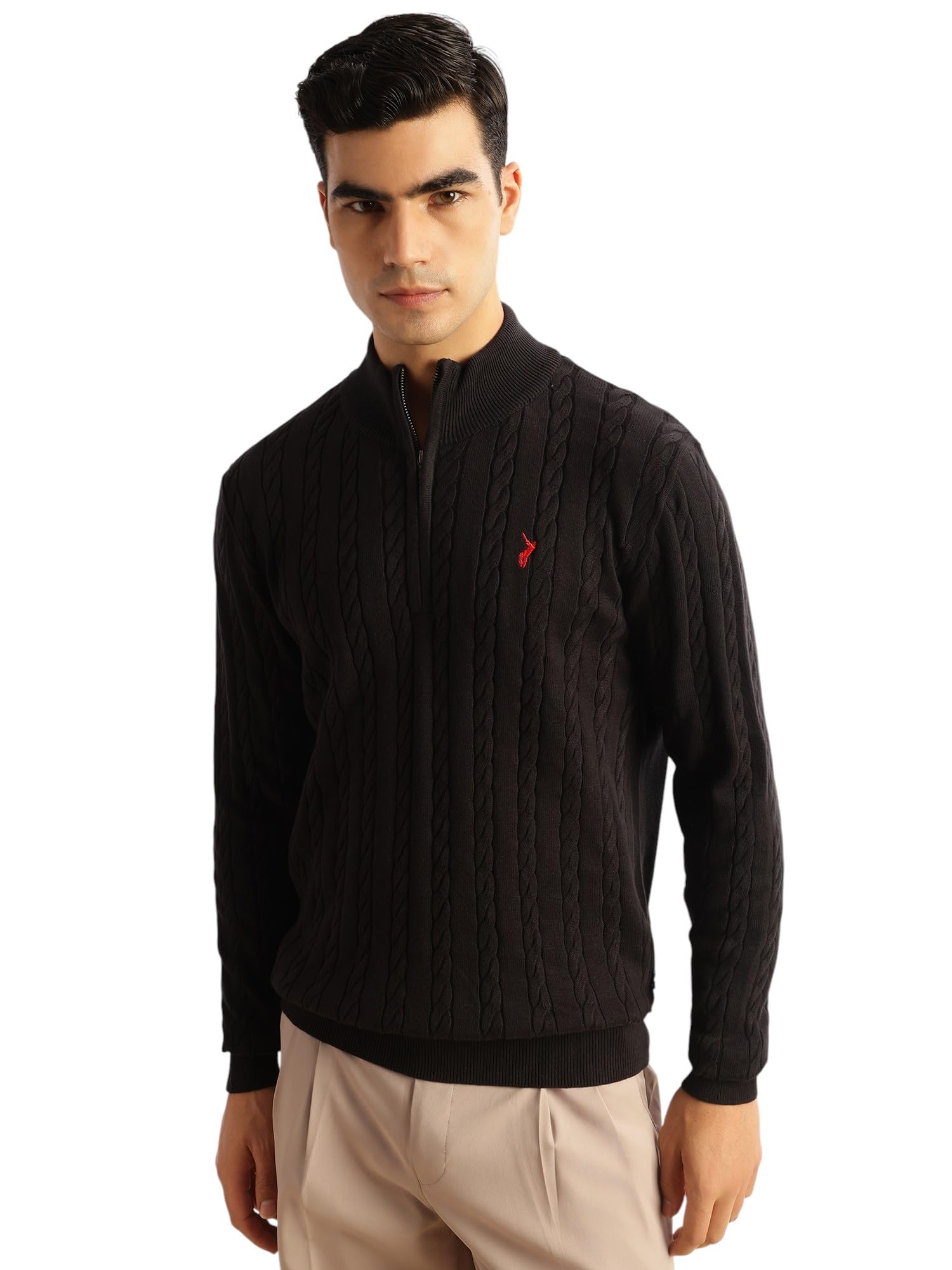 Thomas Scott Uomo | Vestibilità regolare | Manica lunga | Collo alto | 100% cotone | Lavaggio a secco | Maglia a trecce | Maglione
