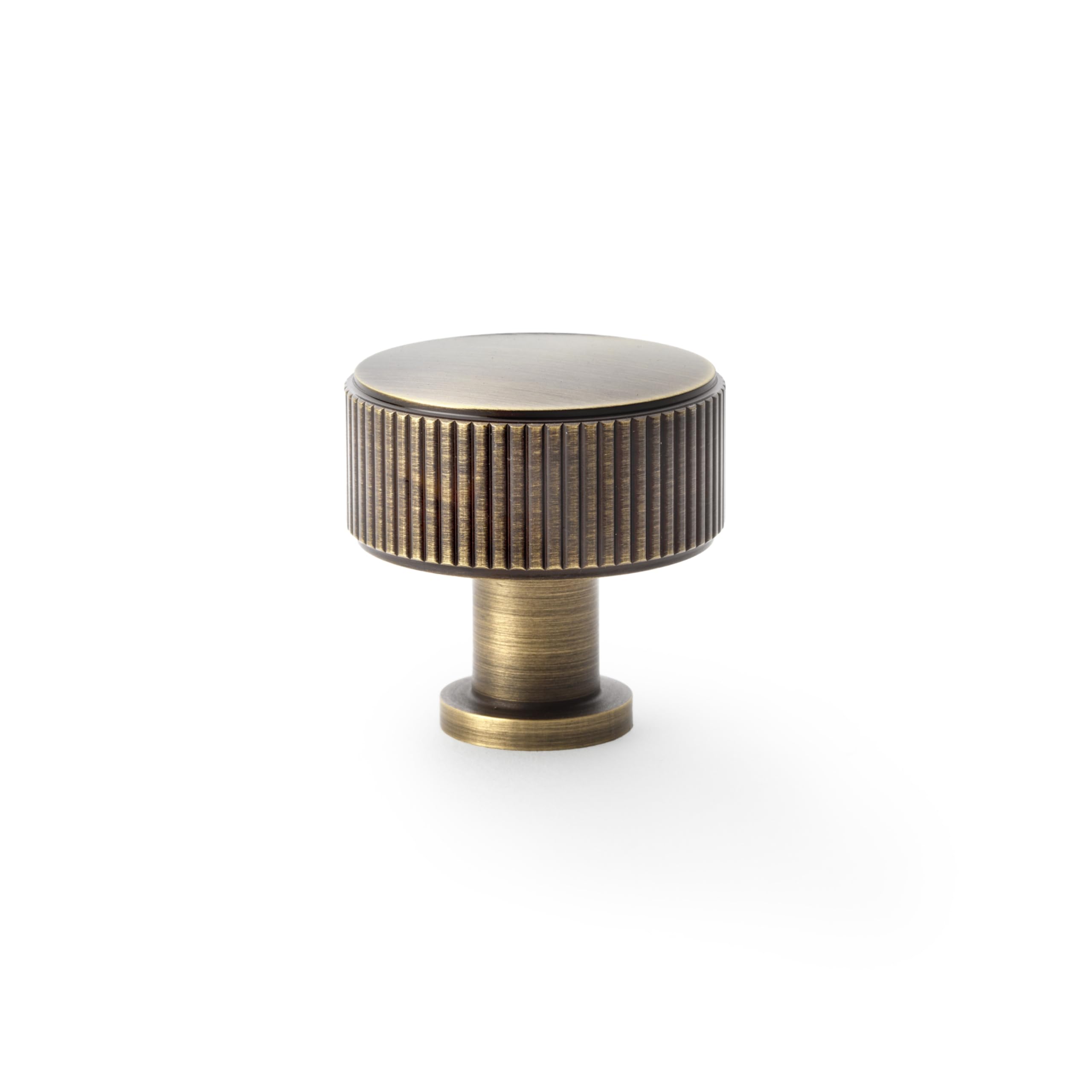Handle & Home Antique Brass 35Mm Reeded Kitchen Cupboard Knob Cabinet Furniture Door Drawer Pull