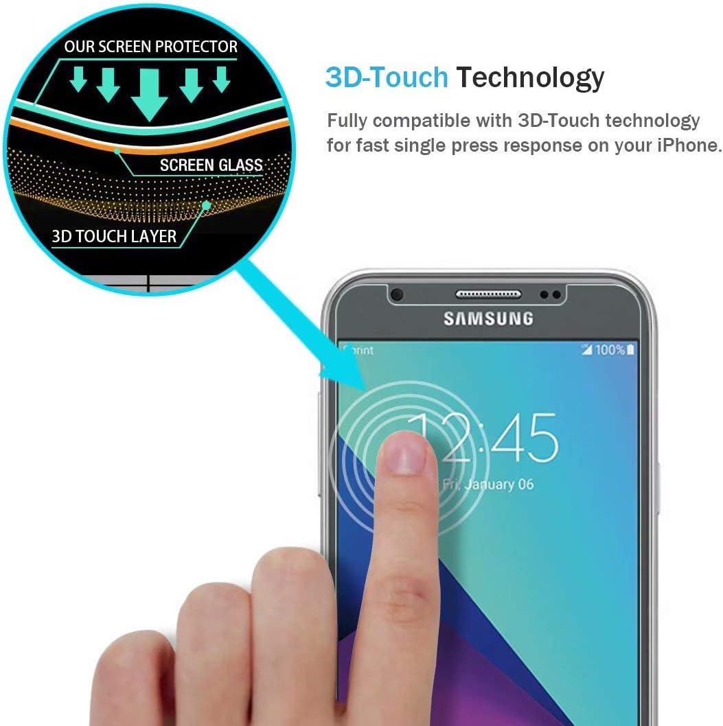LK [3 Pack] Screen Protector for Samsung Galaxy J7 Prime, [Japan Tempered Glass] 9H Hardness with Lifetime Replacement Warranty