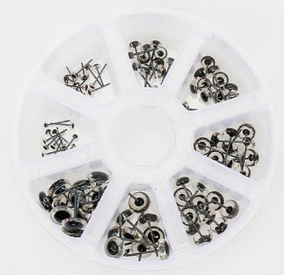 YJIUYUANQ 80Pcs Clear Glass Pin Eyes 3/4/5/6/7/8/9/10Mm Mixed Sizes for DIY Wool Felt Handcraft
