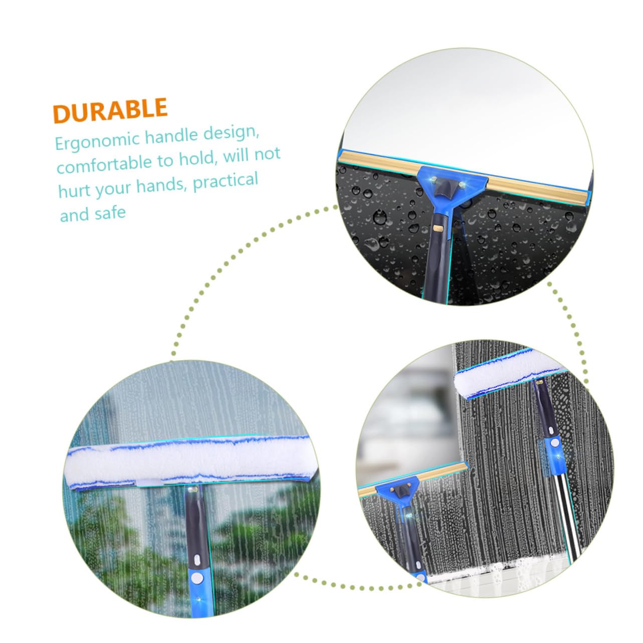 FRCOLOR Limpiador De Escobilla para Ventanas Limpiacristales con Estropajo De Microfibra Giratorio Herramienta De Limpieza para Coche Sliding Door y Baño Kit De Limpieza De Ventanas