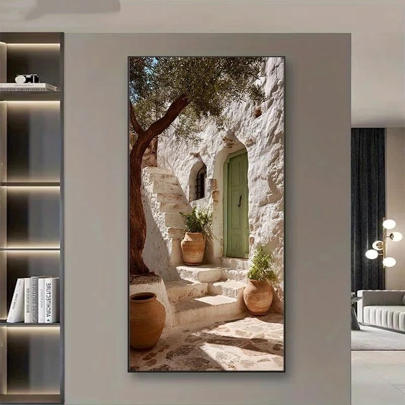 Décoration artistique moderne de village pour créer une ambiance sereine sur toile 60x120