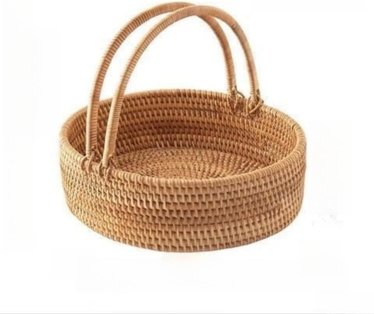 ラタン 風かご - 取っ手付き かわいいデザイン パントレー 籠パン 兼 プレート製 楕円型 藤バスケット カフェ・居酒屋用に最適