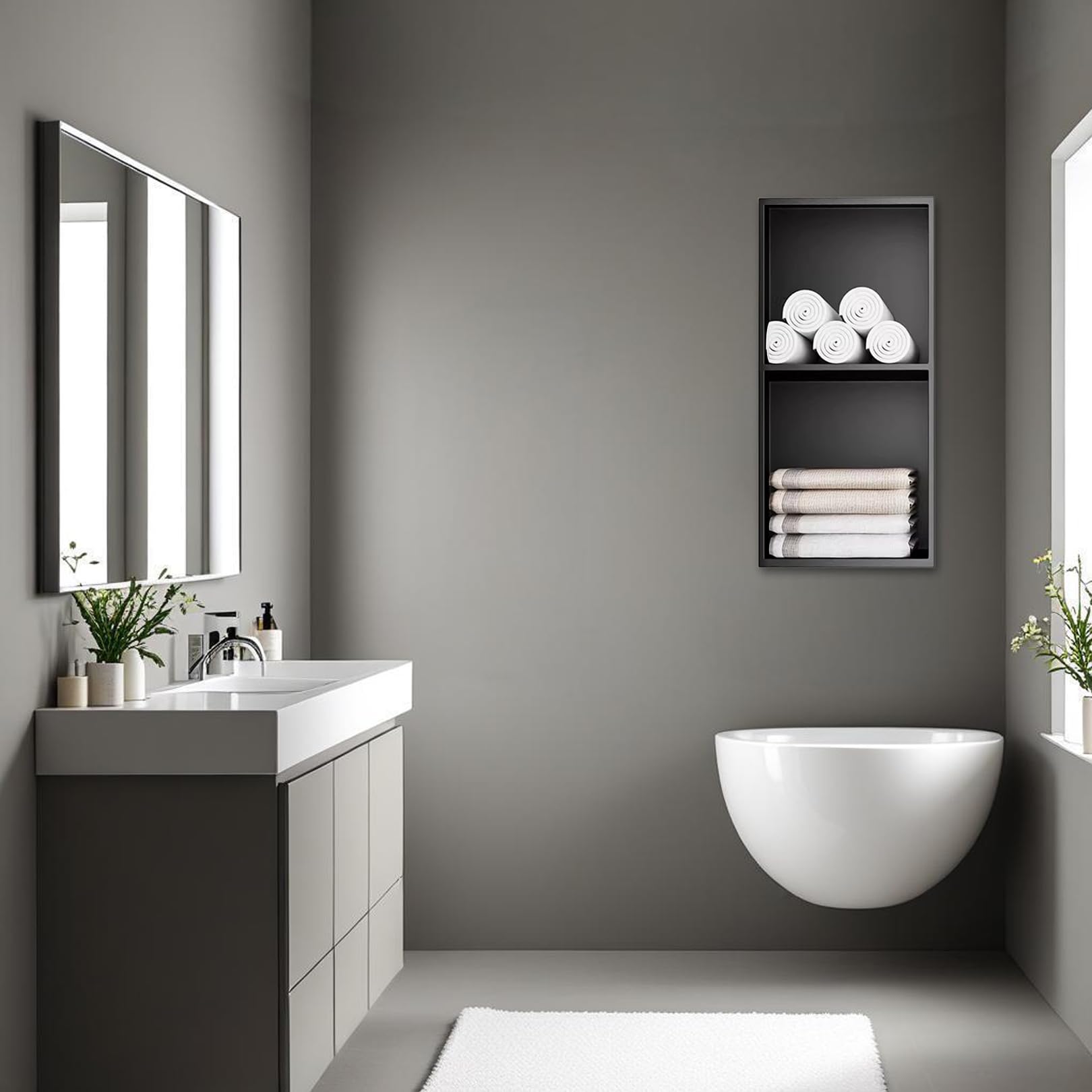 Niche murale encastrée douche acier inoxydable étagère encastrable étanche sans carrelage