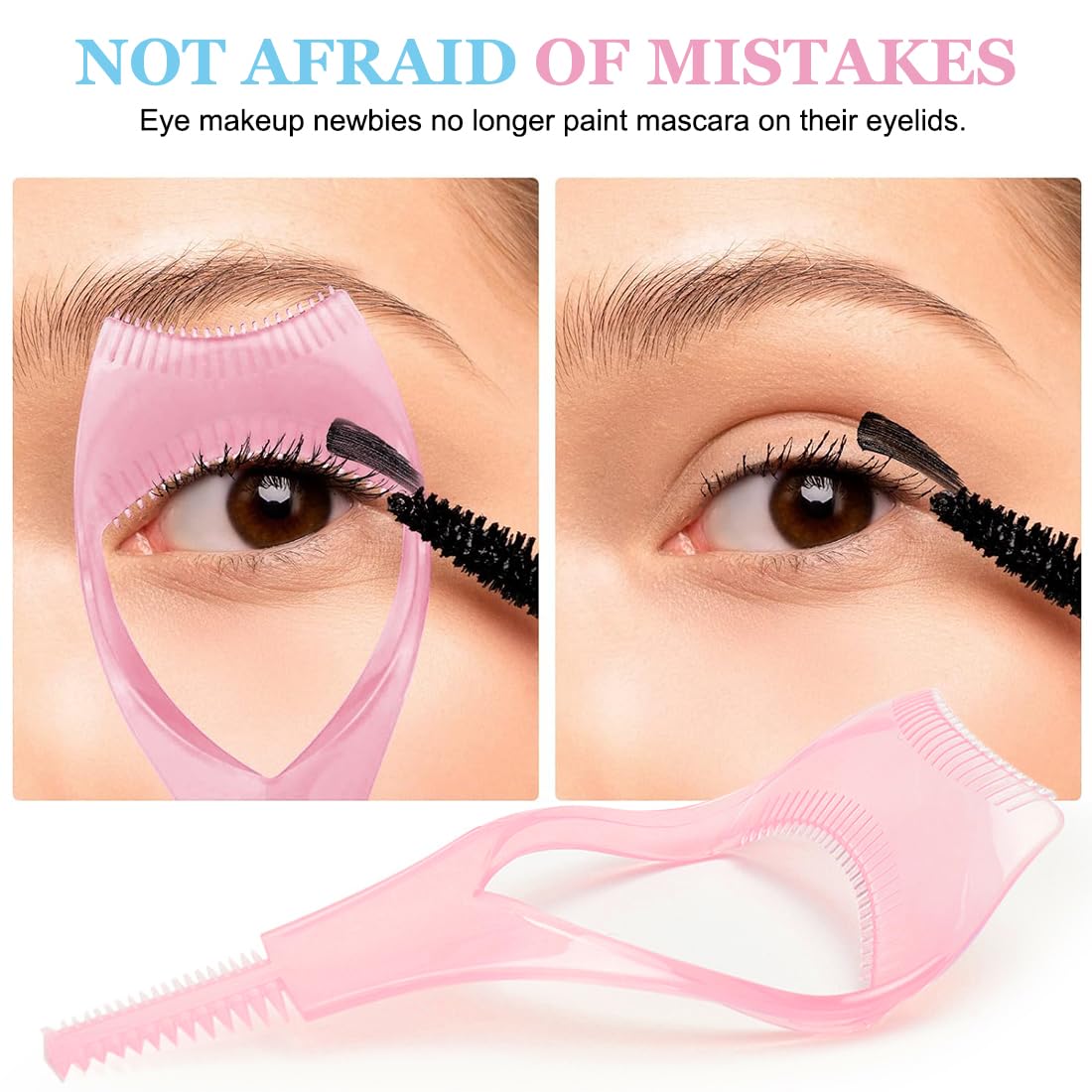 2 Pièces 3 En 1 Maquillage Cils, Mascara Guide Applicateur, Outil Supérieur Inférieur, Peigne Cosmétique, Silicone pour Mascara
