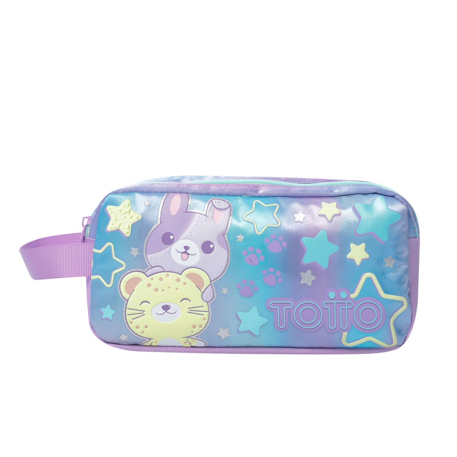 TOTTO - Estuche Escolar Dos Compartimentos, Modelo Friends, Estuche Grande, Dimensiones 24 x 12 x 9 cm, Asa Lateral, con Identificador en Parte Posterior, Compacto y Resistente, Color Morado